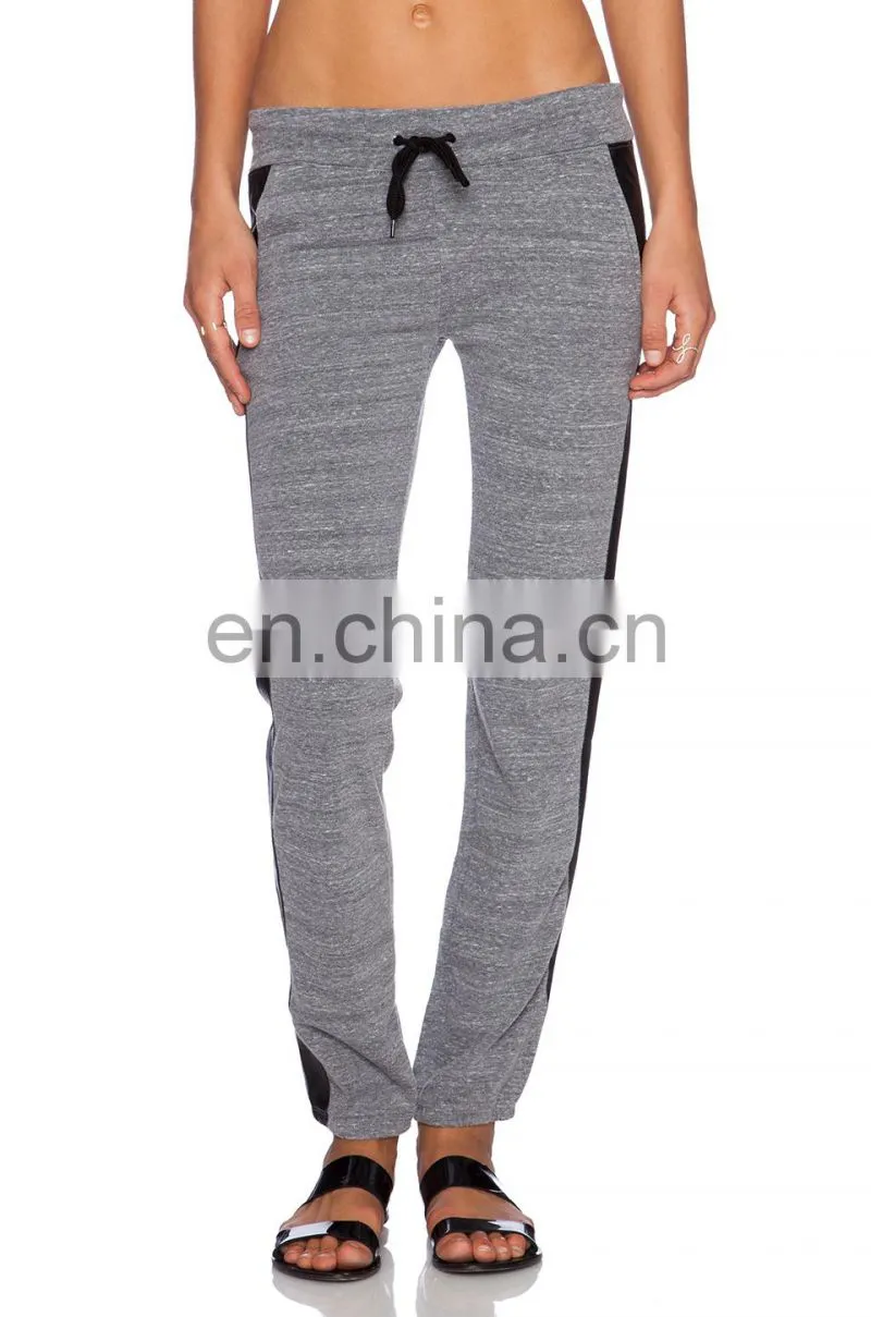 Wholesale Fashion Blank Jogger Pants with Leather