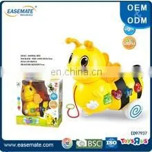 Pull line car toy musical cartoon parrot with light