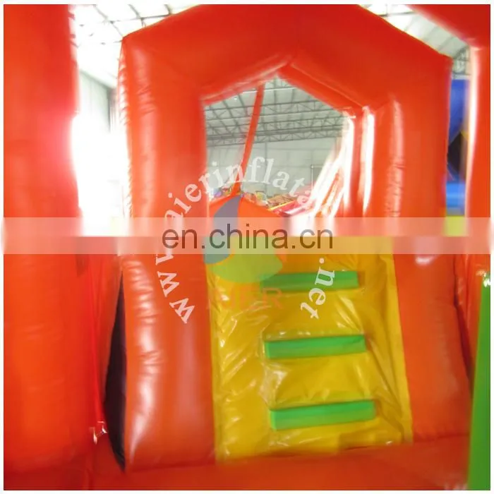 Hot sale inflatable castle house with slide / cute colourful inflatable jumping castle / smiley kids castle tent