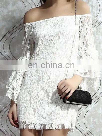 pure color casual off shoulder dress