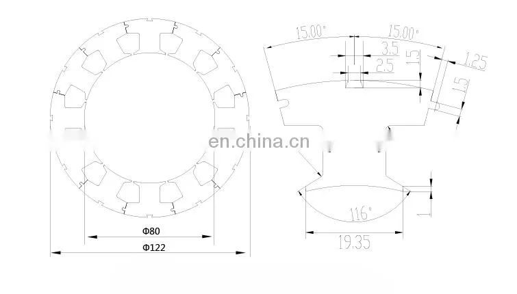 custom brushless DC Motor 130mm winding stator for servo motor
