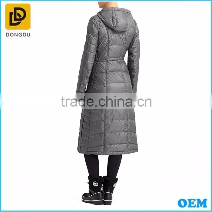 Promotion best quality ultra thin long down jacket for winter