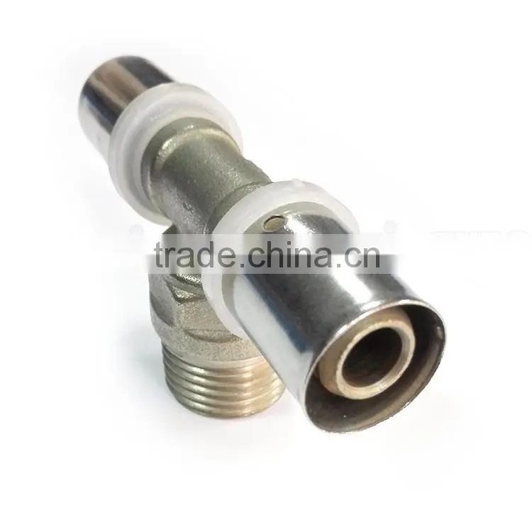 Gas Pipe parts brass 3 Way tube connector copper unequal tee male female tee fitting