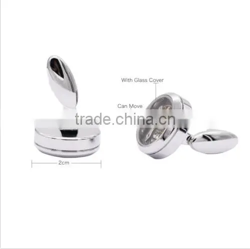 Silver Round Cuff Link Suits Shirt Tourbillon Mechanical Watch Cufflinks for Men