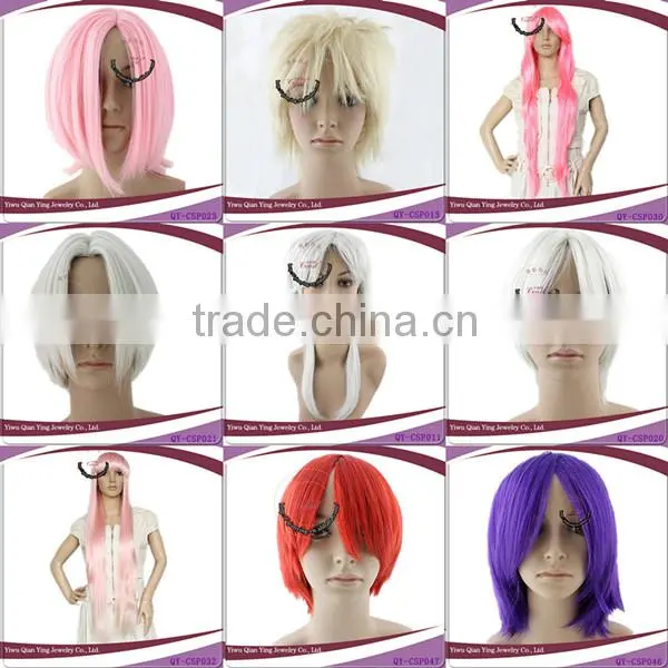cheap japanese synthetic white short cheap fake cosplay hair wig