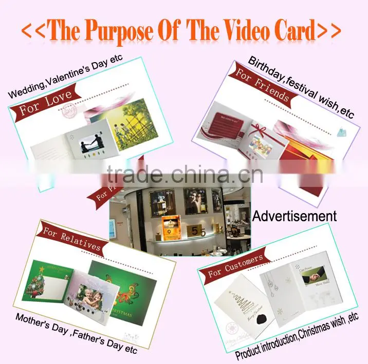 promotional video business card 4.3inch video wedding card