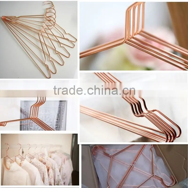 YY0214 hot selling thick copper metal clothes hanger metal wire shirt hanger