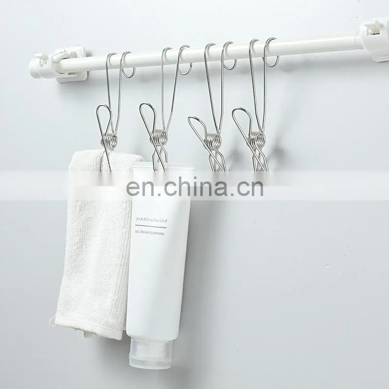 Home Storage Rack Laundry Chip Hooks Clothes Pegs Photo Clip Stainless Steel Clothespins Towel Chips Hook Laundry Storage Holder