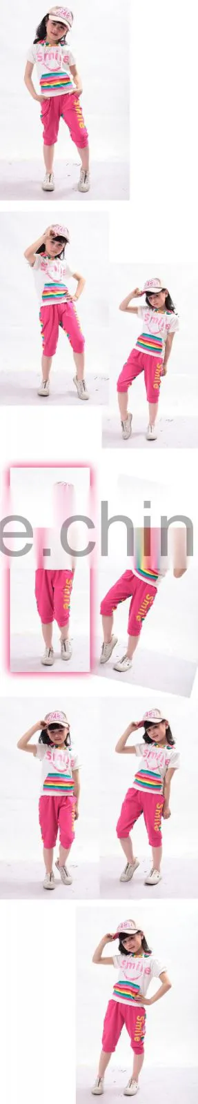 2015 Children Sports Wear Plain T-Shirt and Sport Pants / Wholesale Clothing Made in China Jiangxi