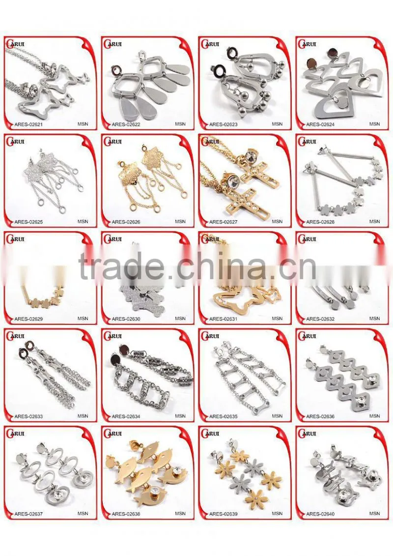 New gold plated jewelry 316l stainless steel jewelry gold earrings