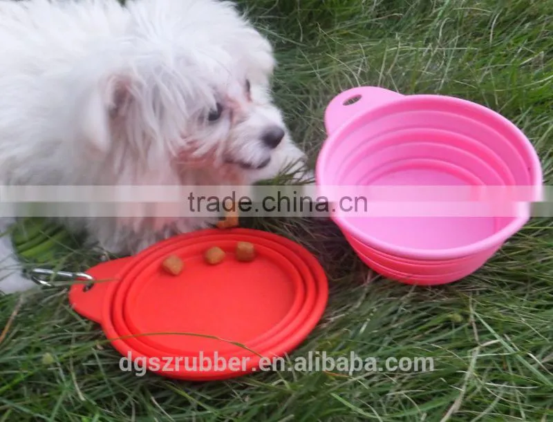 Pets Silicone Food & Water Collapsible Travel Bowl with Clip for Dog and Cat