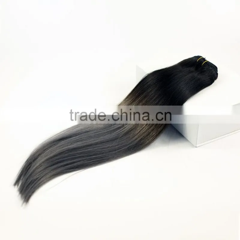 High quality two tone ombre hair silk straight clip in remy human hair 14" 16" 18" 20" 22" 26" 28""