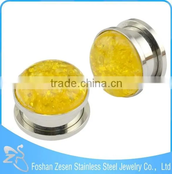 TP011378 free jewelry samples steel fake stone ear gauges plugs body jewelry