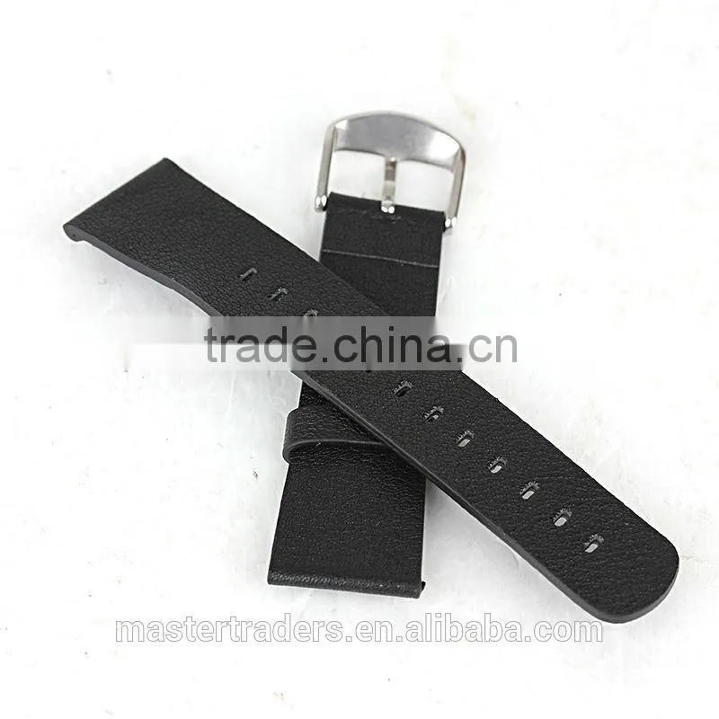 Cheap Black Genuine Leather Litchi Grain Watch Band Wrist Strap Bracelet For 38MM Apple Watch MT-3589
