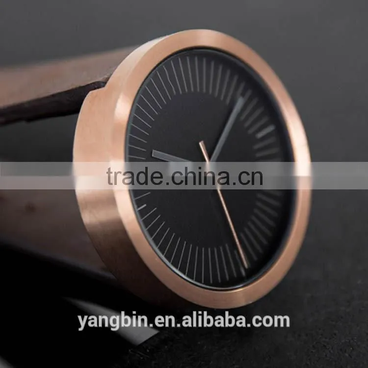 2016 popular cheap price pure gold genuine leather quartz watch