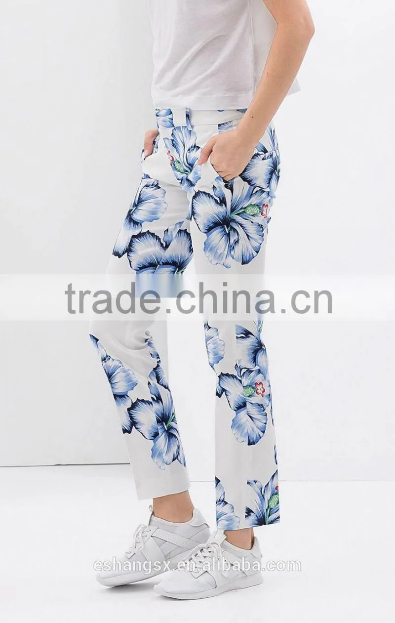 Ladies fashion floral printed summer pants