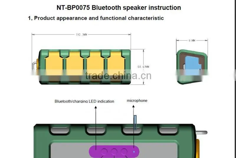 NT-BP0075 trade assurance supplier IPX4 mini bluetooth speaker