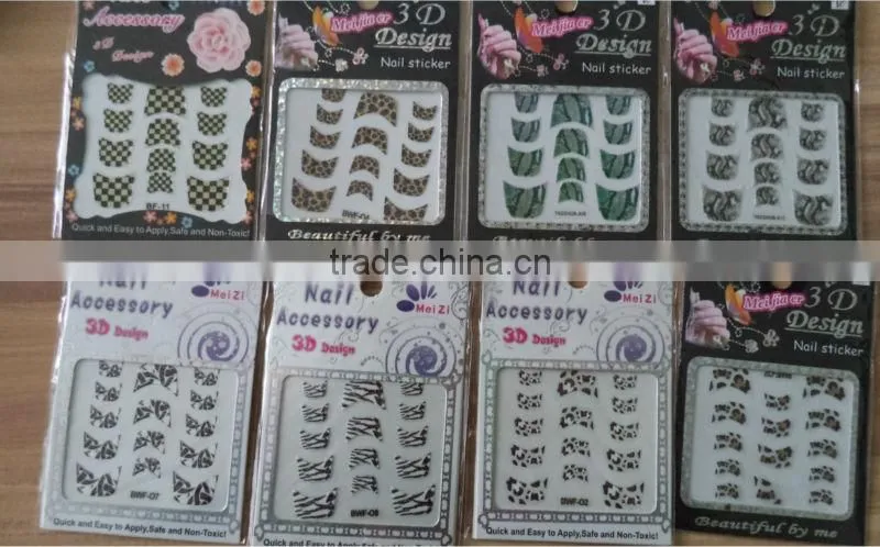 12 tips nail art stickers checkerboard black and white color Nail Accessories/ high quality products made in china