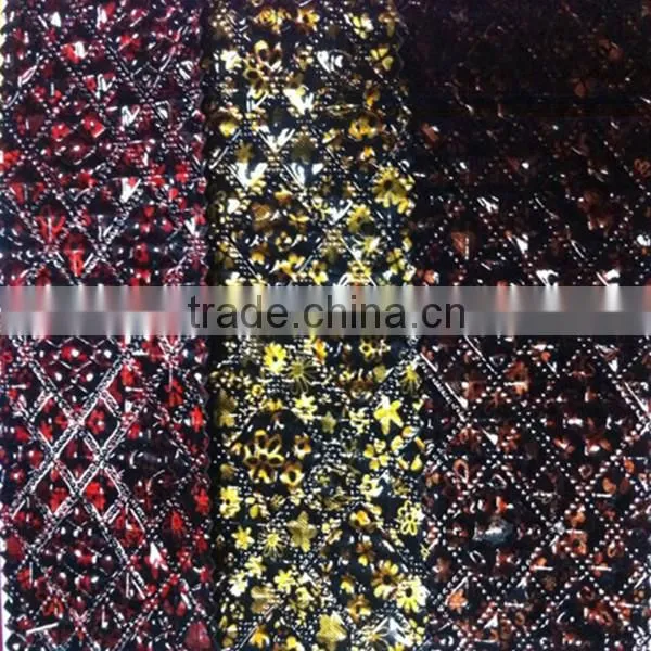 free sample shining printing PVC leather for decoration bag ,make up bag china factory