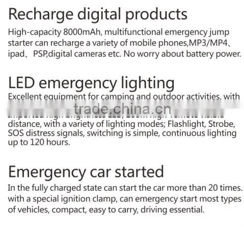 Auto car jump starter, multi function jump starter, power bank car Jump Starter 12000mAh, Mini Mobile Car Jump Starter