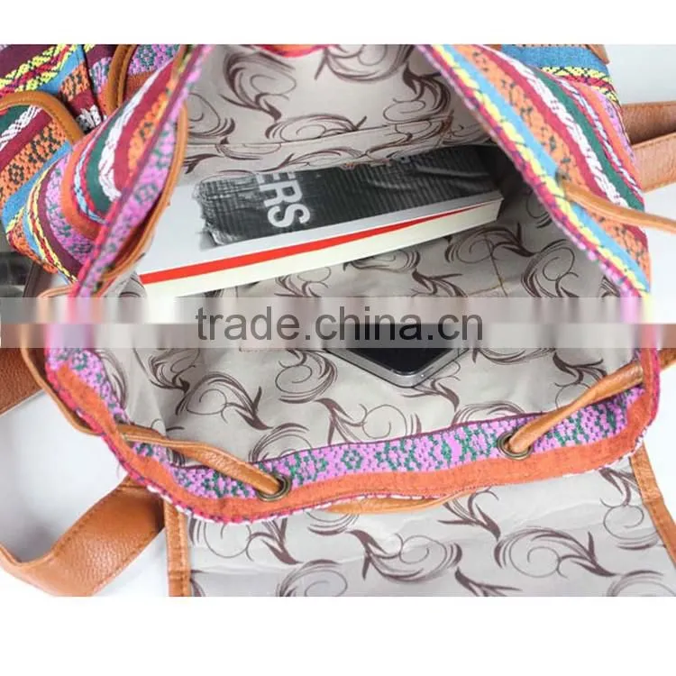 custom high quality backpack girls fashion aztec canvas backpack