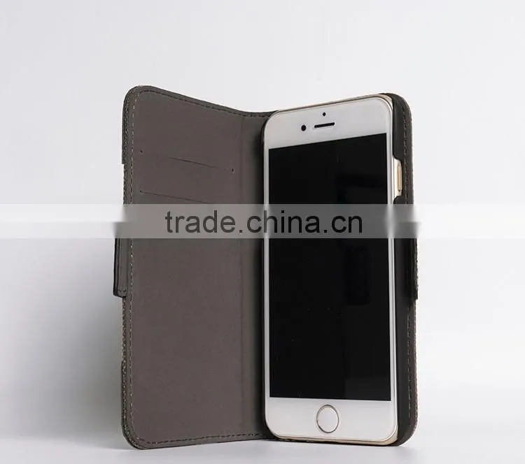 Hot card slot wallet genuine leather flip case for iphone6 plus