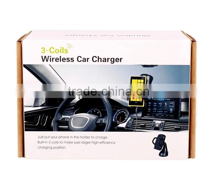 3 coils wireless car charger big wireless charger area for universal smart phone