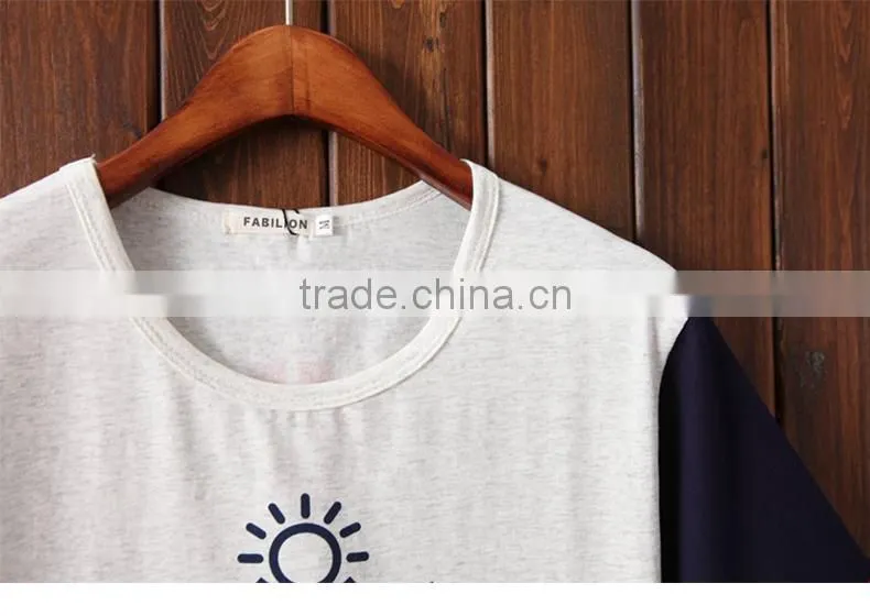 China alibaba short sleeve o neck printed colorblock t-shirt