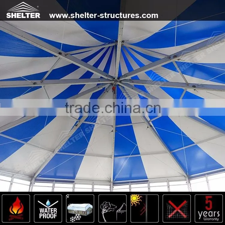 Blue and White PVC fabric Polygonal Style Multi-sides Event Dome Tent with Glass wall