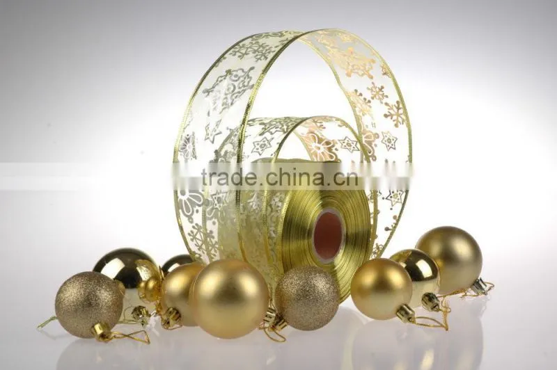 Wholesale Wire Edge Christmas Ribbon for Gift Packaging