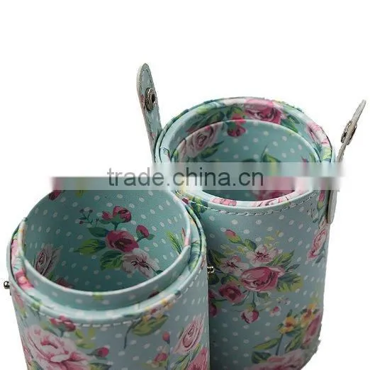 Individual Cup Holder Storage Case Vintage Cosmetic Bag For Makeup Brushes kit