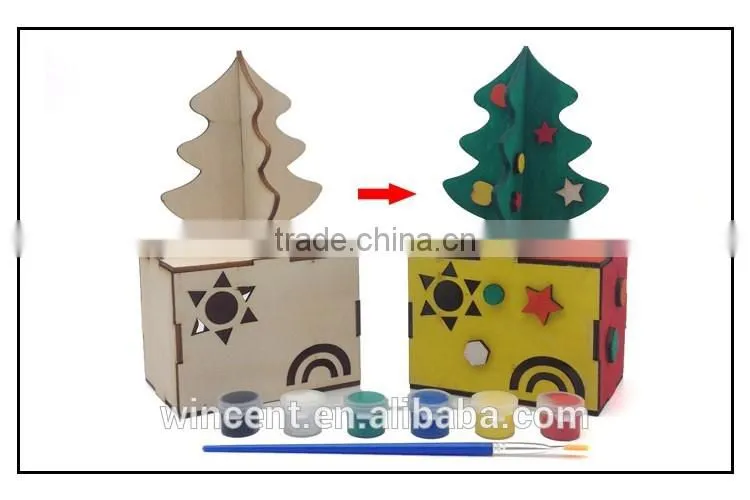 DIY Christmas Tree Treasure Chest Storage 3D Wooden Puzzle Box