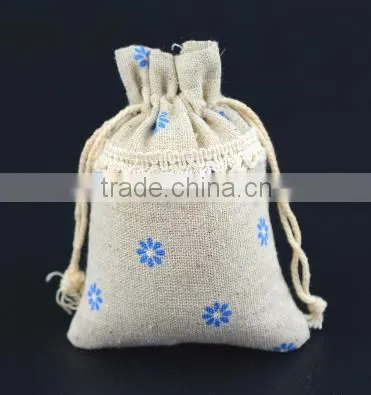 New design small flowers jute drawstrings bag china factory