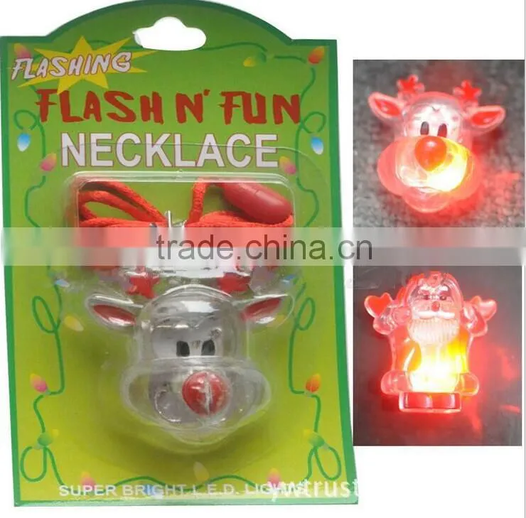 Santa Flashing Pendant Christmas Tree Snowman Reindeer LED Pendant Necklace
