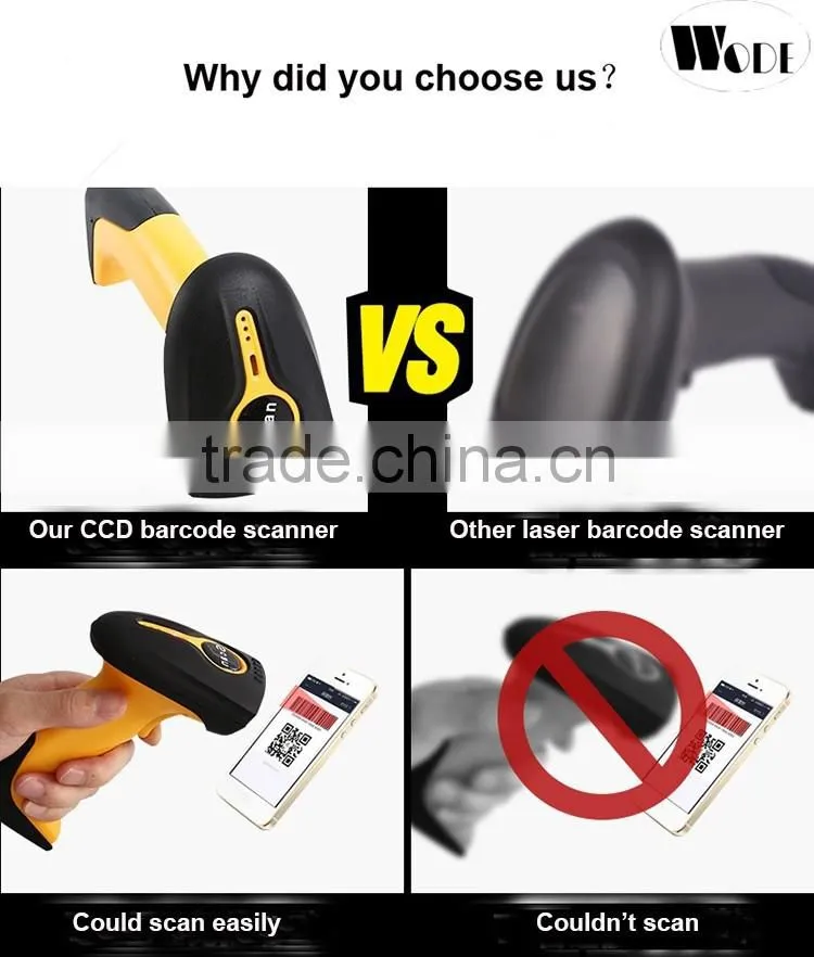 1D CCD type handheld scanner wireless(433MHz) barcode scanner