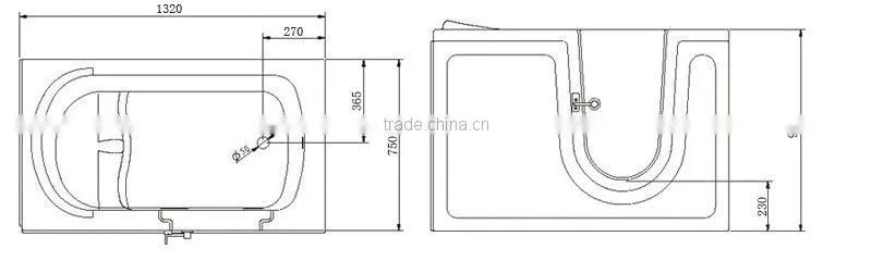 White Acrylic Walk in Bathtub for the Elderly