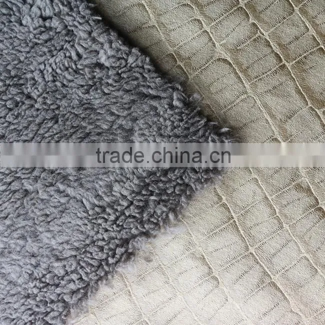 Wholesale hot stamping faux fur fabric suede bonded faux fur fabrics faux suede fabric