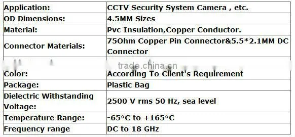 XinQi CCTV Camera Accessories Male To Female DC Extension Cable