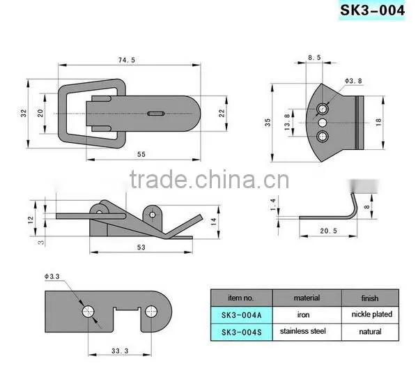 Standard Lock Hole SK3-004 New Plain Draw Latch Hardware