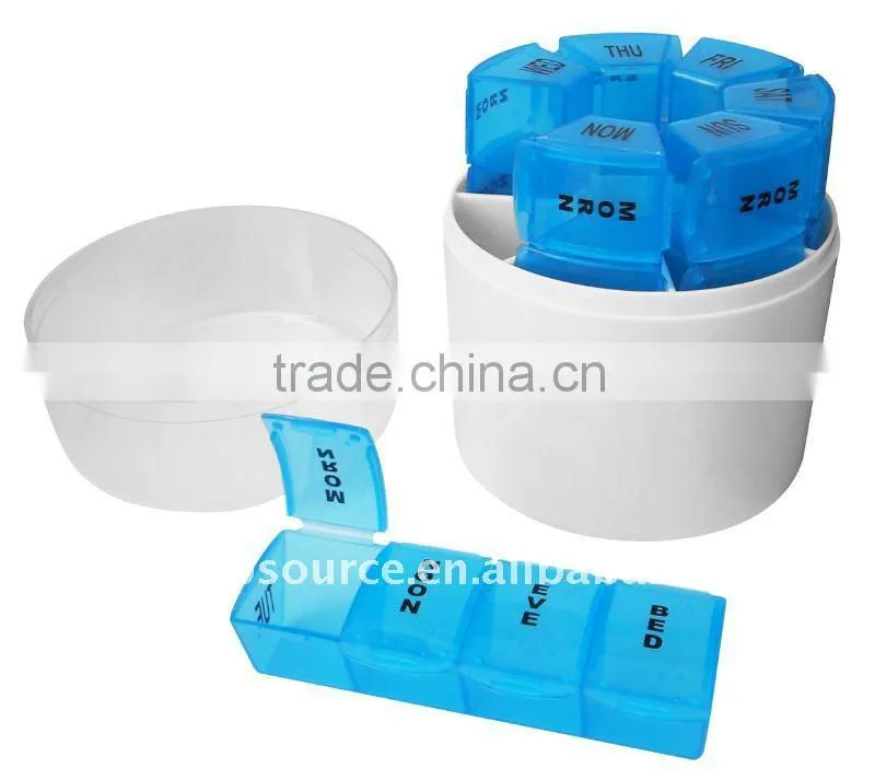 Hot Sale Mini Cheap White Round Plastic Daily Vitamin Cute Portable Pocket Pill Box for healthy care for promotion