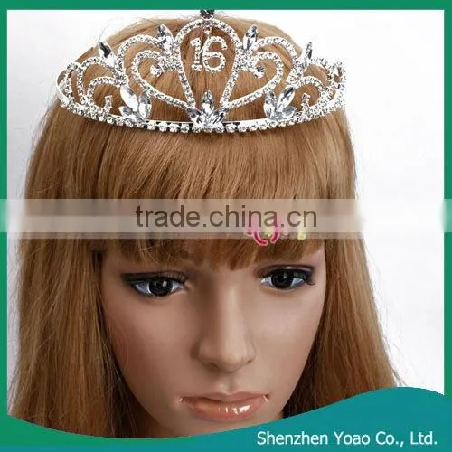 Gorgeous "16" Design Rhinestone Crown Headband