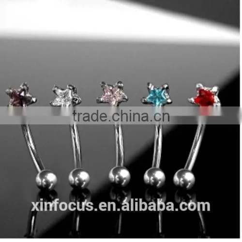 CZ Star Curved Gem Eyebrow Ring