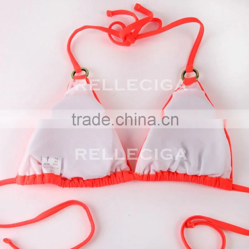 2016 RELLECIGA Bikini - Black Simply Stunning Triangle Top with Goldtone Hardware Rings