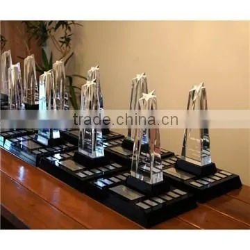Crystal heart awards trophies with engraved logo as charity awards