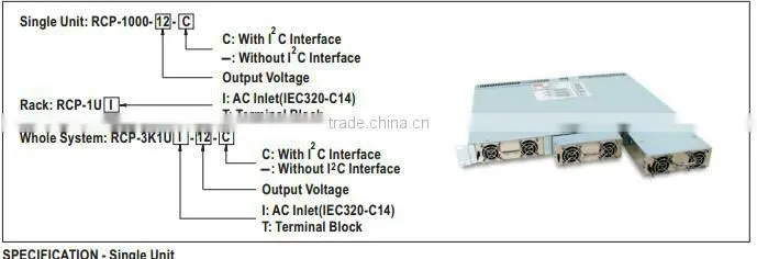 Mean Well 1000w single output power supplies 24v/ 1000 ~ 3000W Front End Power System/1000w power supply with auxiliary power