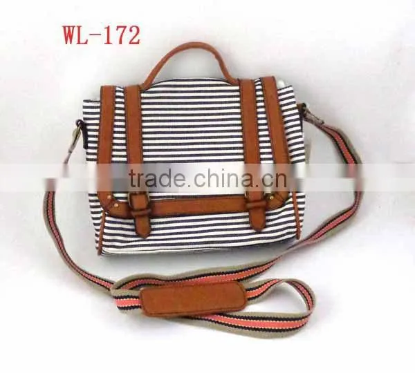 Mixed different navy stripe style canvas fabric travellers bags