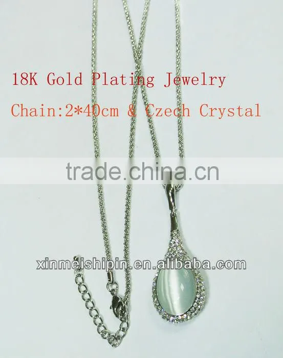 18K Gold plating pendant Chain Necklace& Czech Crystal necklace LN050-3