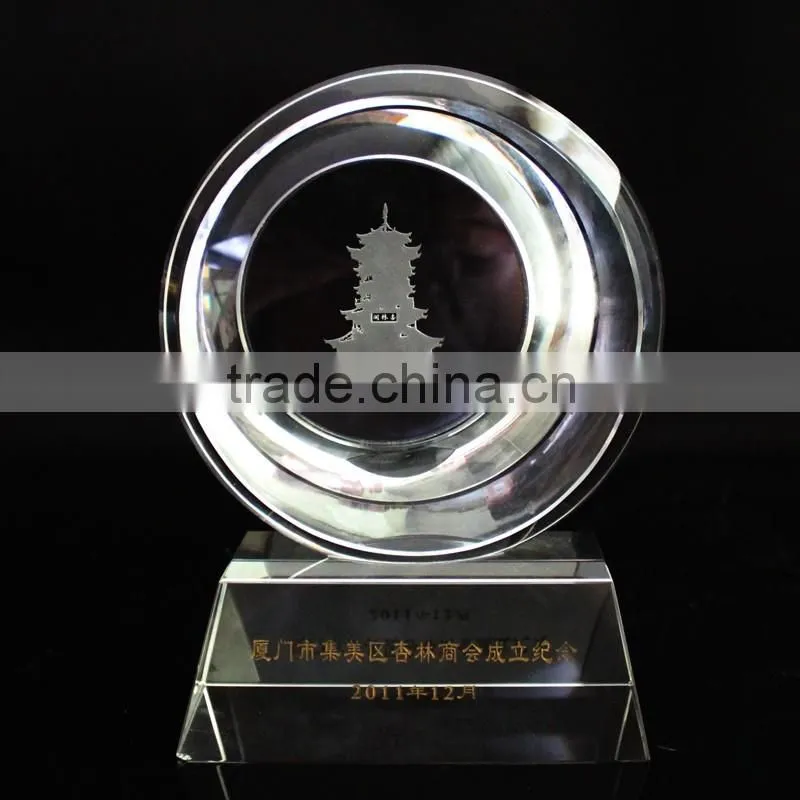 Wholesale crystal glass trophy cup award with building engraving