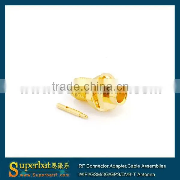 RP-SMA Solder Jack bulkhead connector Cable mount for .141" cable RG402