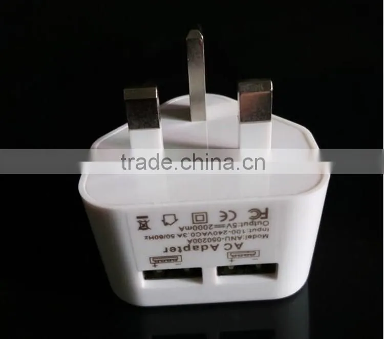 CE RoHS Approved UK Plug Dual USB Charger For Phone